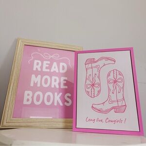 Two Pink Bookish Wall Decor Pieces